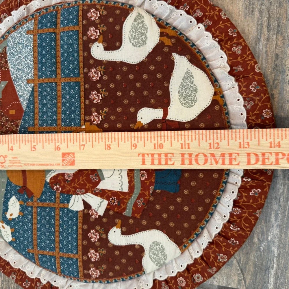 Cottagecore Country Goose Grandma Granny Wall Shelf Quilted Wall Hanging Wood